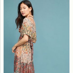 Anthropologie Printed silk maxi dress
